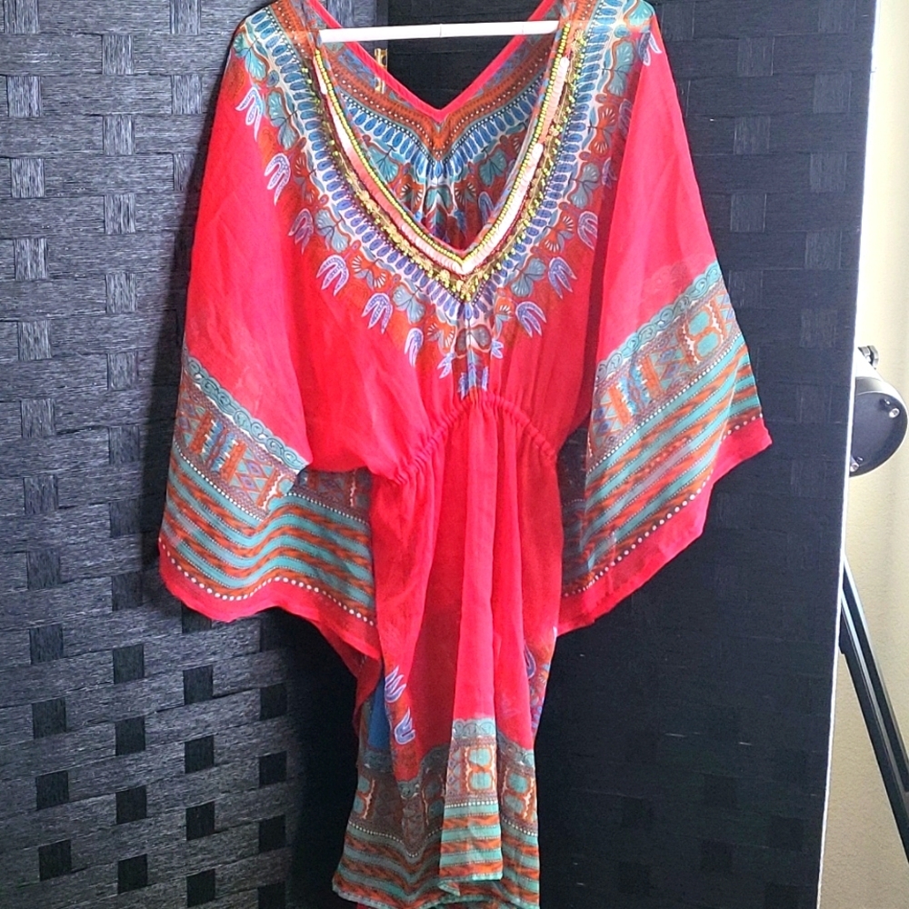 Summer wrap,  beaded tunic
